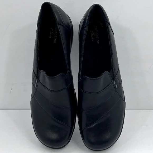 CLARKS, ULTIMATE COMFORT TECHNOLOGY, WOMEN’S MAY MARIGOLD BLACK SLIP-ONS, SIZE 8 - Picture 5 of 13